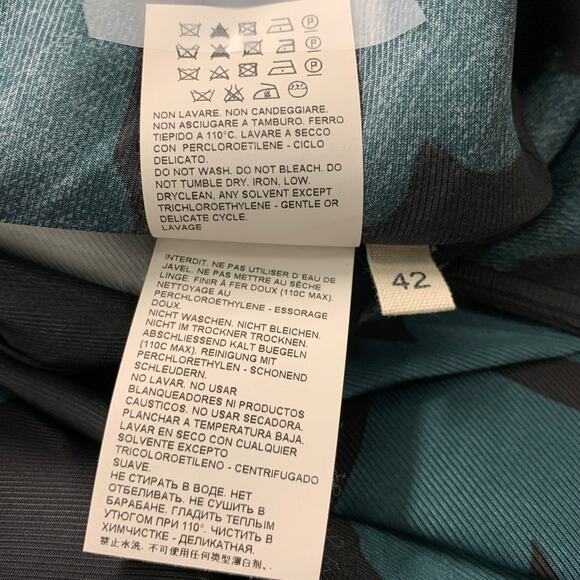 MARNI Size 6 Black Green Viscose Abstract floral 3/4 Sleeves Dress - Picture 6 of 6